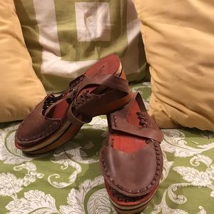 Unique Free People wooden clogs